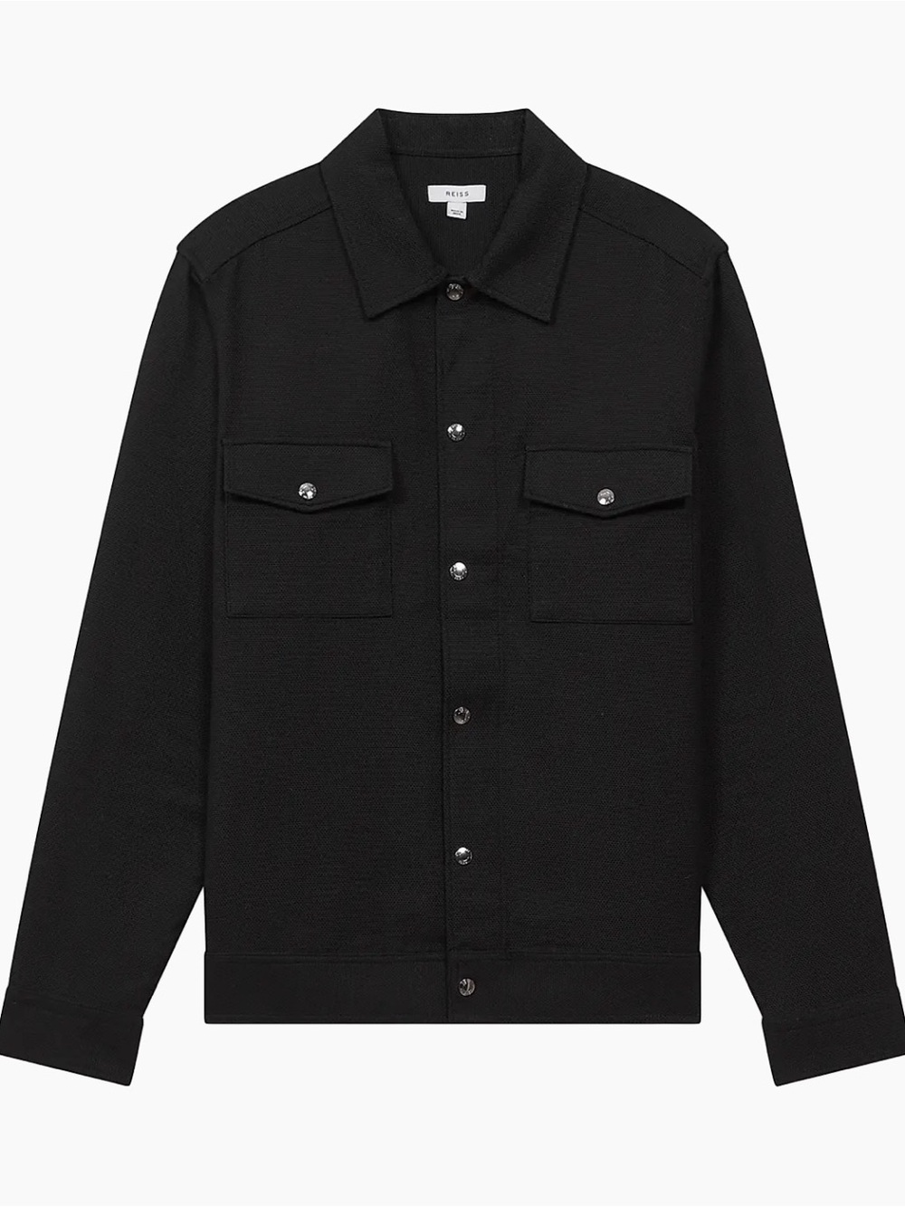 REISS Chez Cotton Shirt Jacket Black - Picture 2 of 9